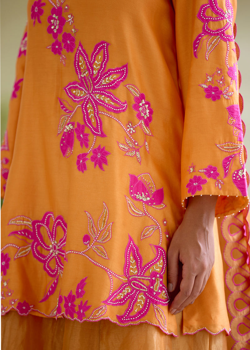 NELLI SHARARA SET-TANGERINE ORANGE