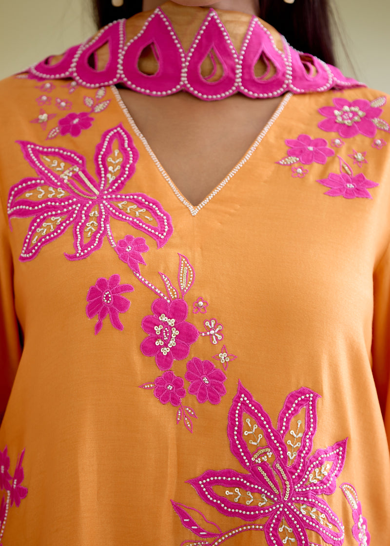 NELLI SHARARA SET-TANGERINE ORANGE