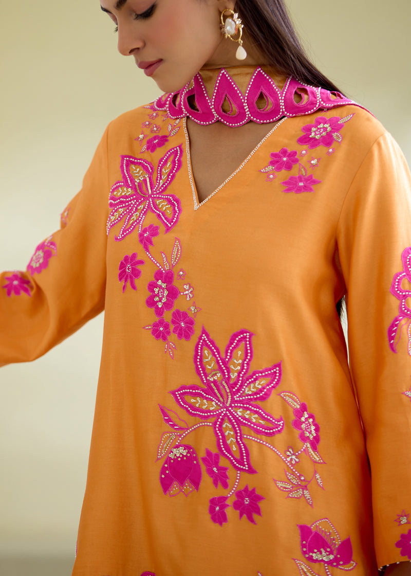 NELLI SHARARA SET-TANGERINE ORANGE