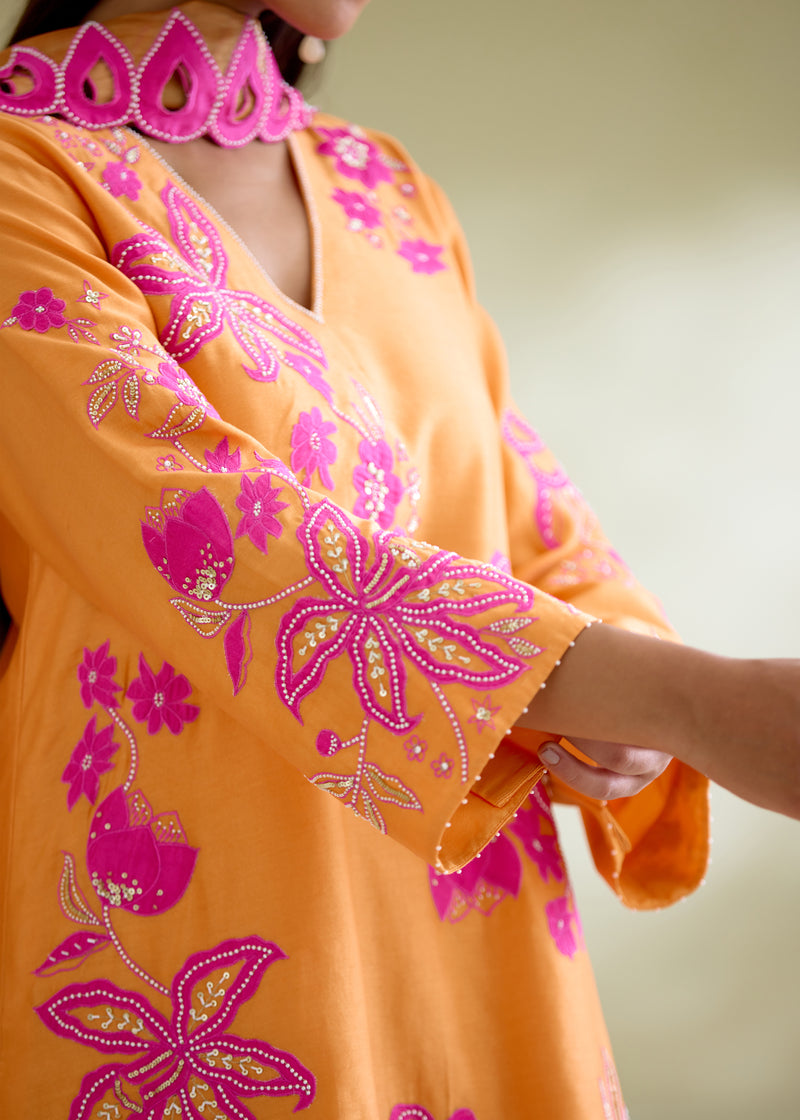 NELLI SHARARA SET-TANGERINE ORANGE