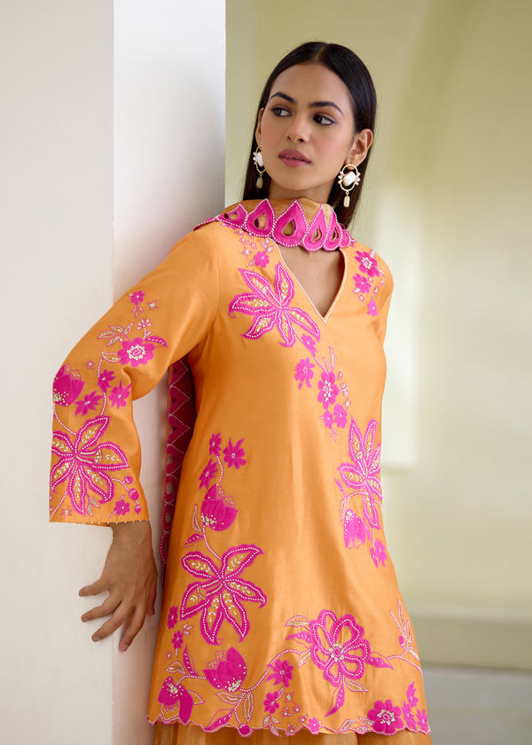 NELLI SHARARA SET-TANGERINE ORANGE