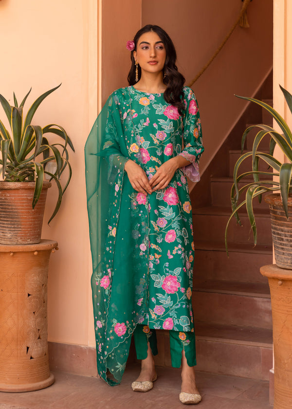 Seri Kurta Set - Emerald Green