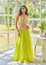 AMARIS CAPE LEHENGA SET - LIME GREEN