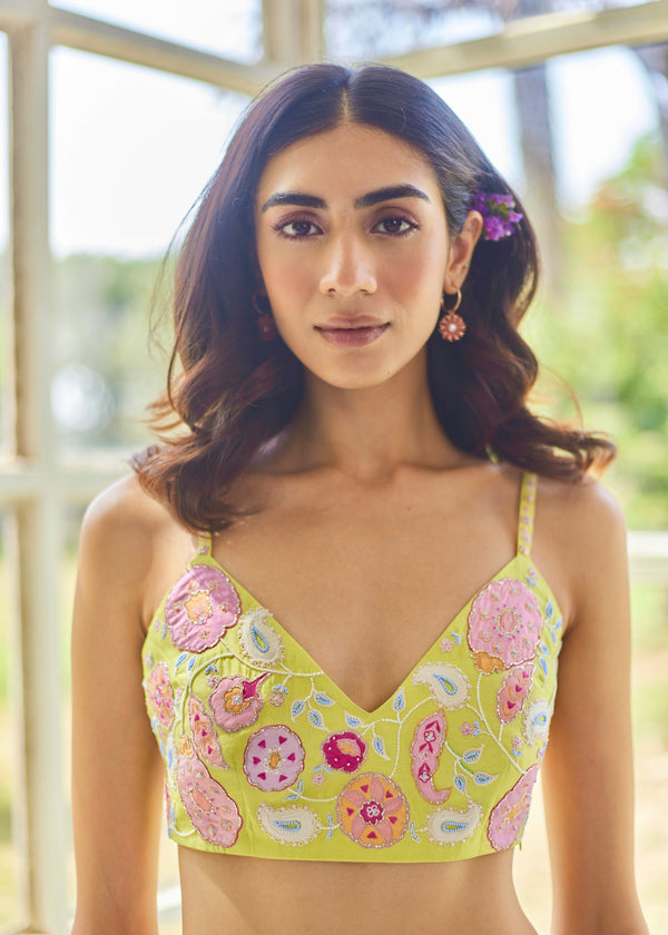 ALICE BLOUSE - LIME GREEN