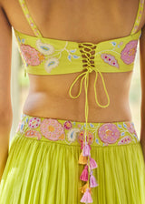 AMARIS CAPE LEHENGA SET - LIME GREEN