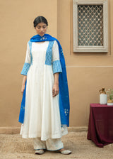 Dhaari Anarkali Set - Cobalt Blue
