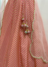 Gulaab Diagonal Lehenga Set - Multicoloured
