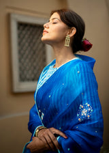 Circle Bootah Saree - Cobalt Blue
