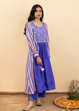 Kira Gathered Kurta Set - Royal Purple