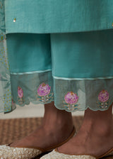 Anman Tissue Kurta Set - Tiffany Blue