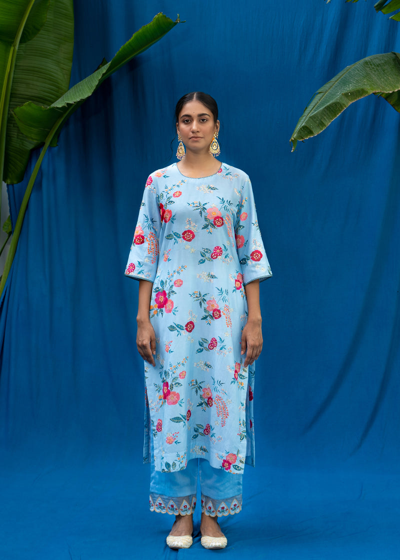 Bahaar Kurta Set - Powder Blue