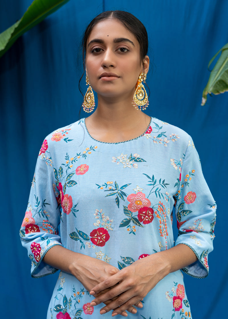 Bahaar Kurta Set - Powder Blue
