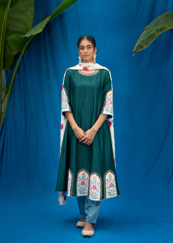 Inaayat Kurta Set - Teal Green