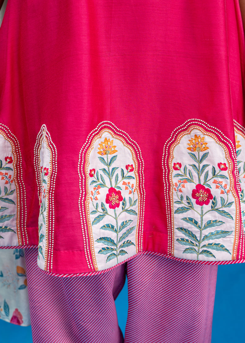 Inaayat Short Kurta Set - Berry Pink