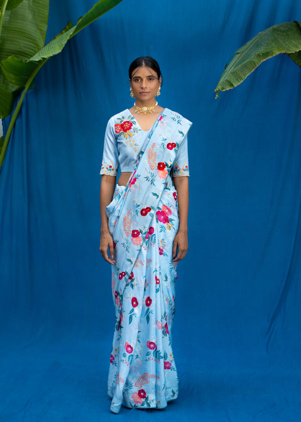 Bahaar Saree - Powder Blue