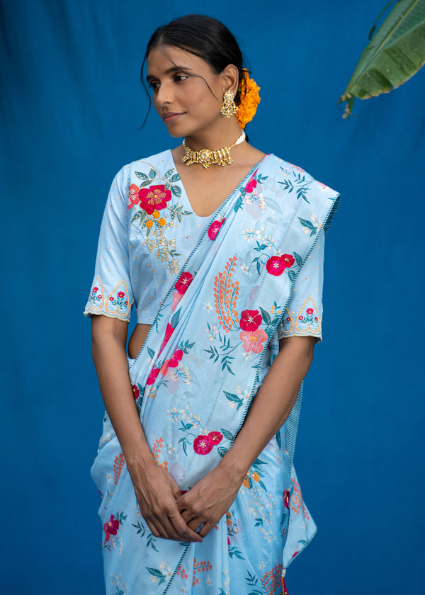 Bahaar Saree - Powder Blue