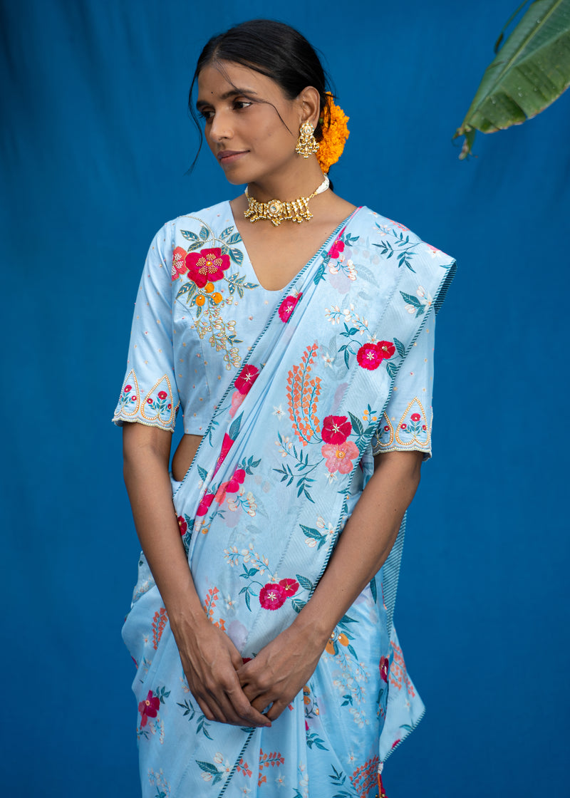 Bahaar Saree Ruhi Blouse Set - Powder Blue