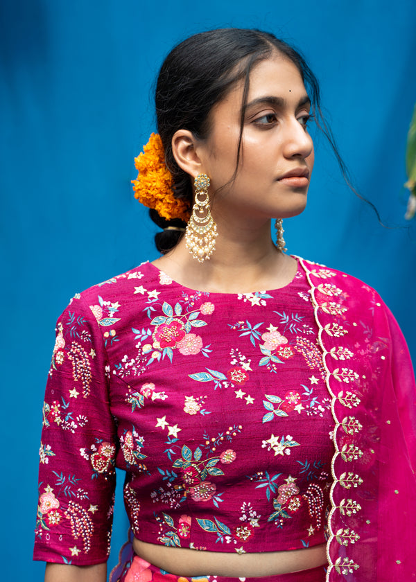 Bahaar Lehenga Bahaar Blouse Set - Burgundy