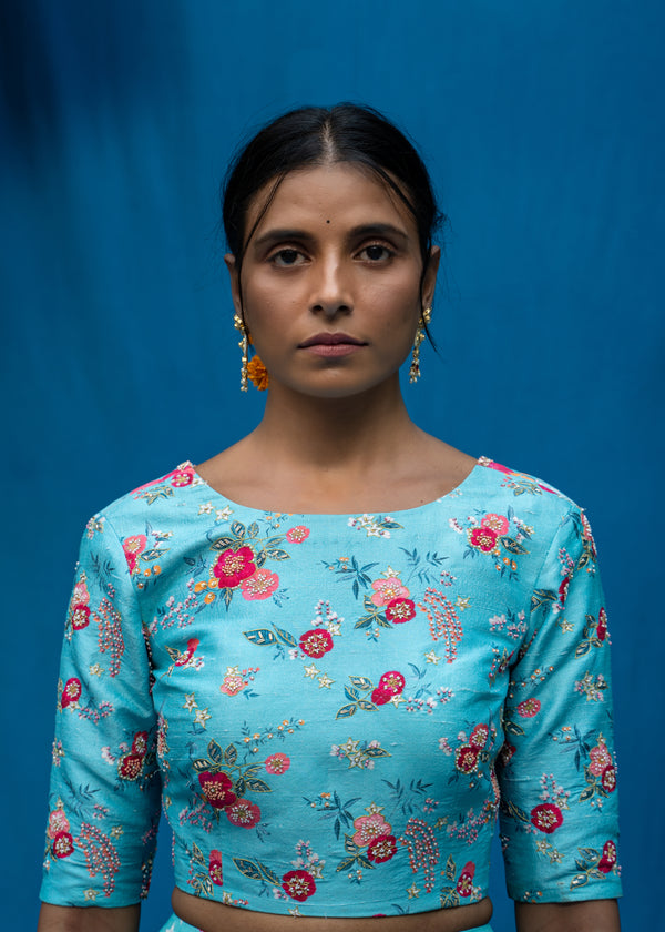 Bahaar Blouse - Turquoise Blue