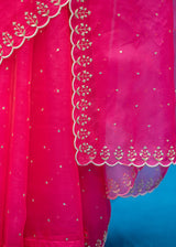 Shell Scallop Saree Bahaar Blouse Set - Fuchsia Pink