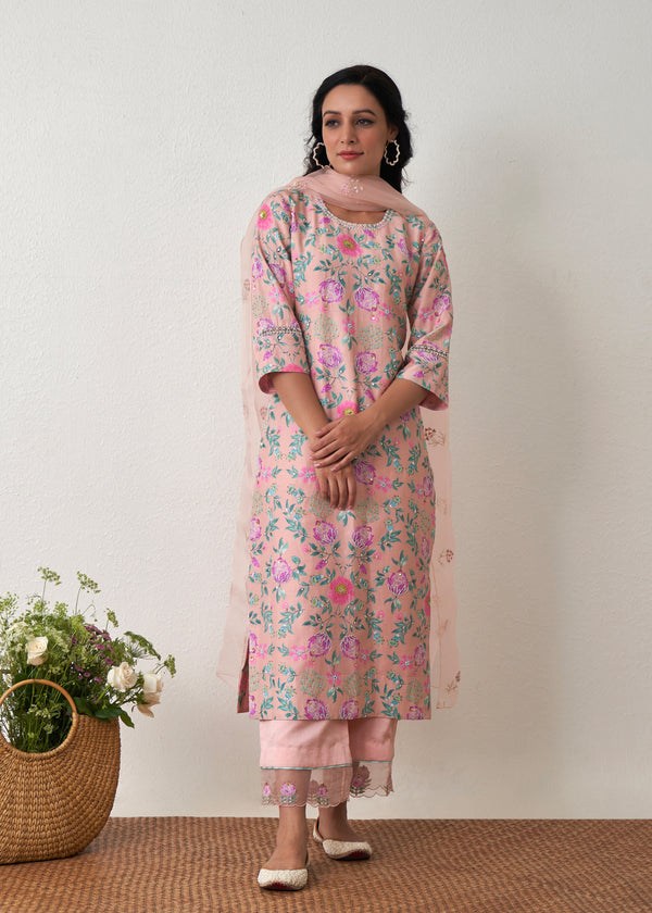 Sia Kurta Set - Peach