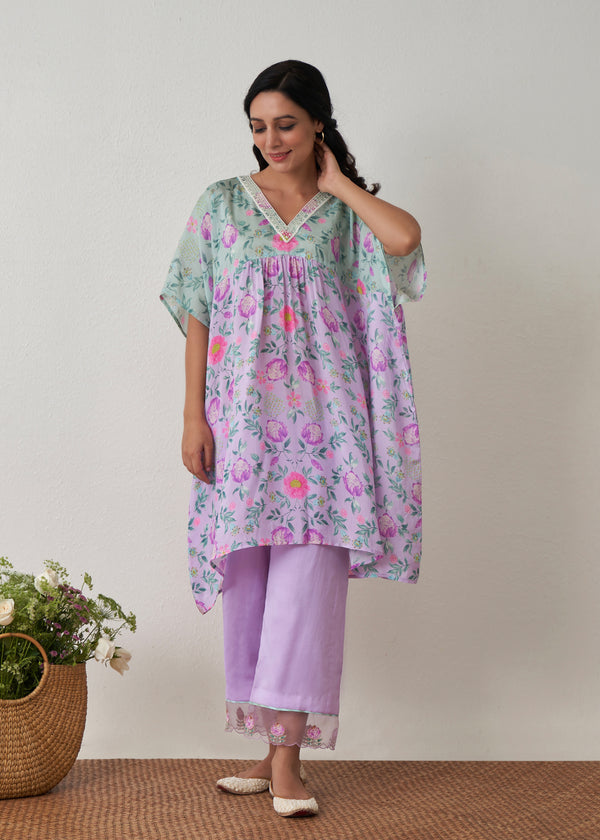 Sia Short Kaftan Set - Lavender-Sage Green