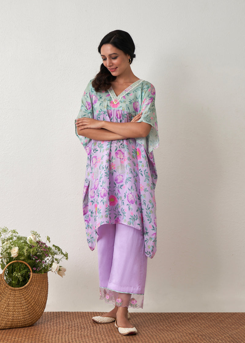 Sia Short Kaftan Set - Lavender-Sage Green