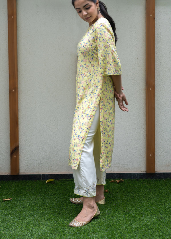 Iznic Kurta Set - Lemon Yellow