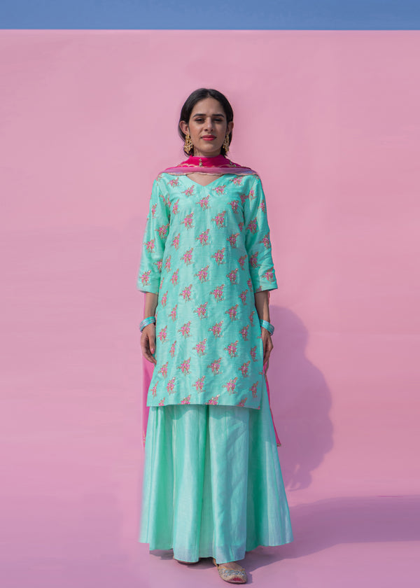 Bootah Kurta Sharara Set - Mint Green