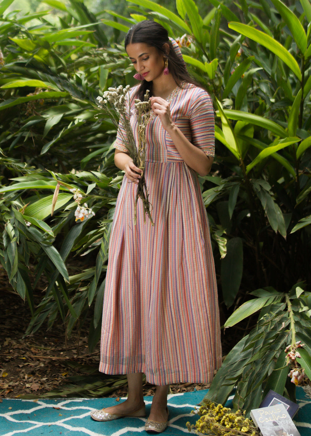 Multi colored vertical striped dress 2025