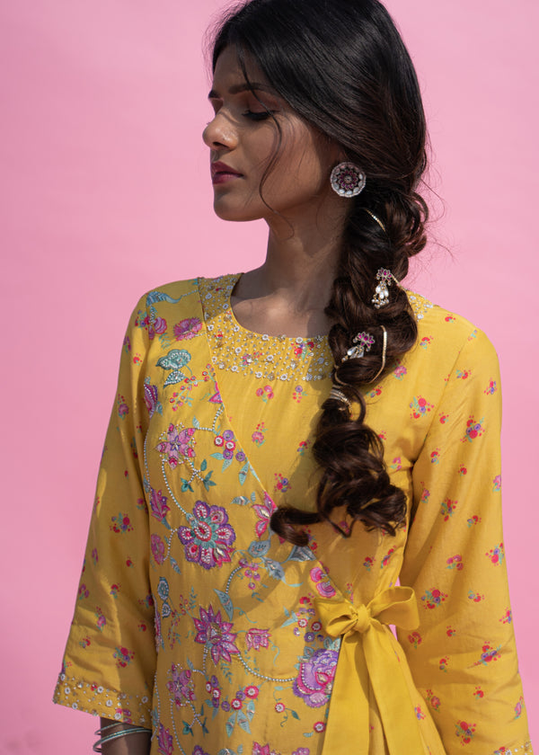 Jacobean Cheenth Kurta Set - Mustard Yellow