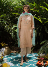 Tissue Kurta Set - Peach