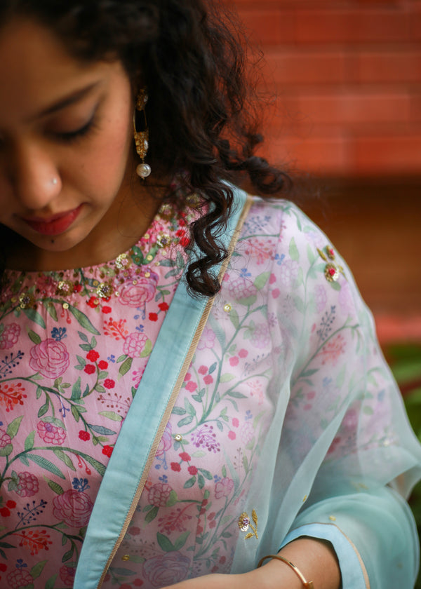 Gulaab Chanderi Lehenga Set - Rose Pink