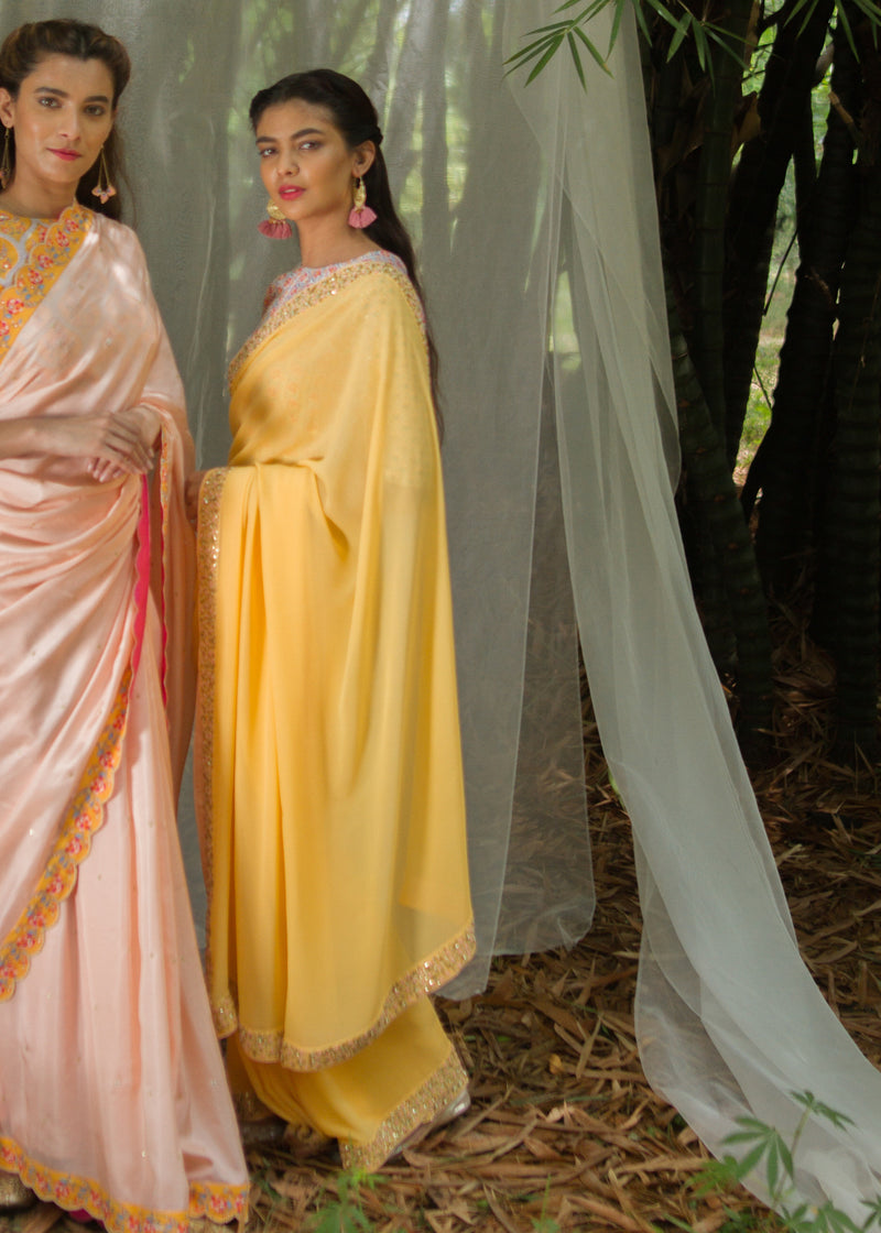 Alankrit Saree Blouse Set - Sunshine Yellow