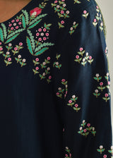 Bageecha Kurta Printed Dupatta Set - Pebble Black