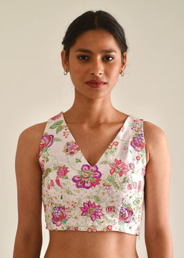 Jacobean Sleeveless Blouse - Peony Pink