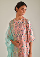 Mughal Kurta Set - Peach