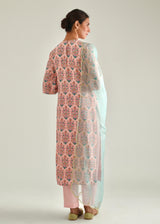 Mughal Kurta Set - Peach