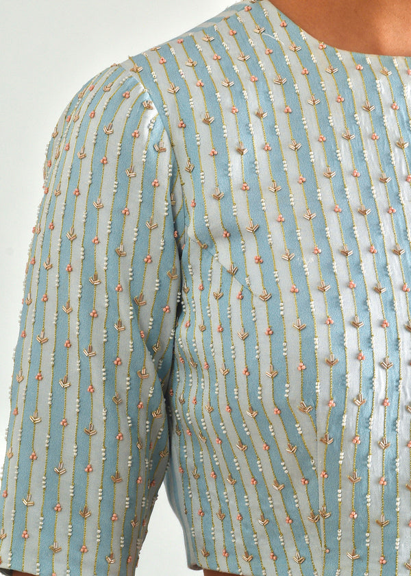 Dhaari Blouse - Sky Blue