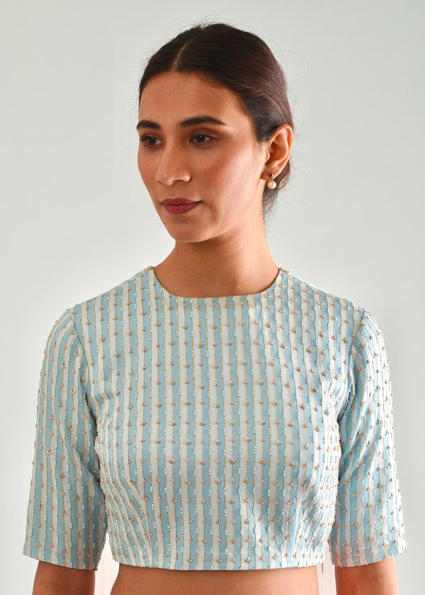 Dhaari Blouse - Sky Blue