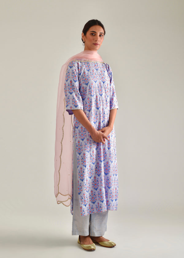 Mughal Kurta Set - Powder Blue