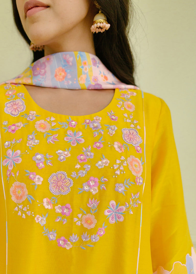 Irusu Kurta Set - Mustard Yellow