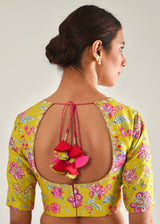 Shell Scallop Saree Blouse Set - Fuchsia Pink