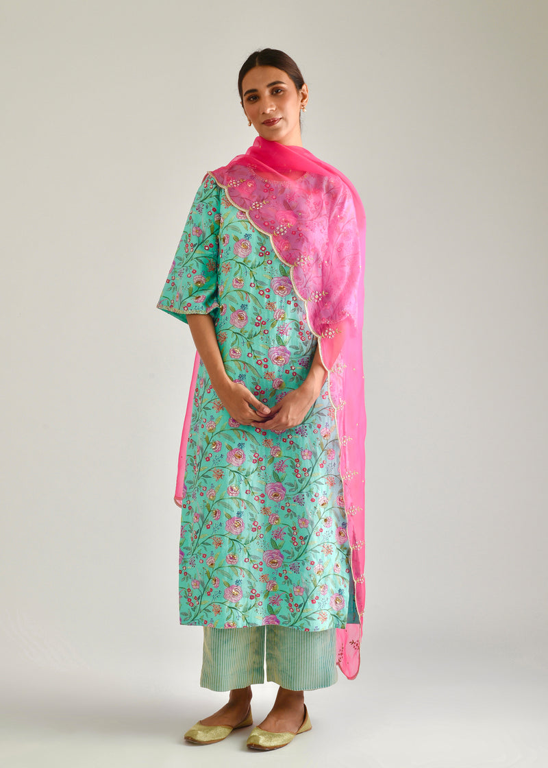 Gulaab Kurta Set - Mint Green