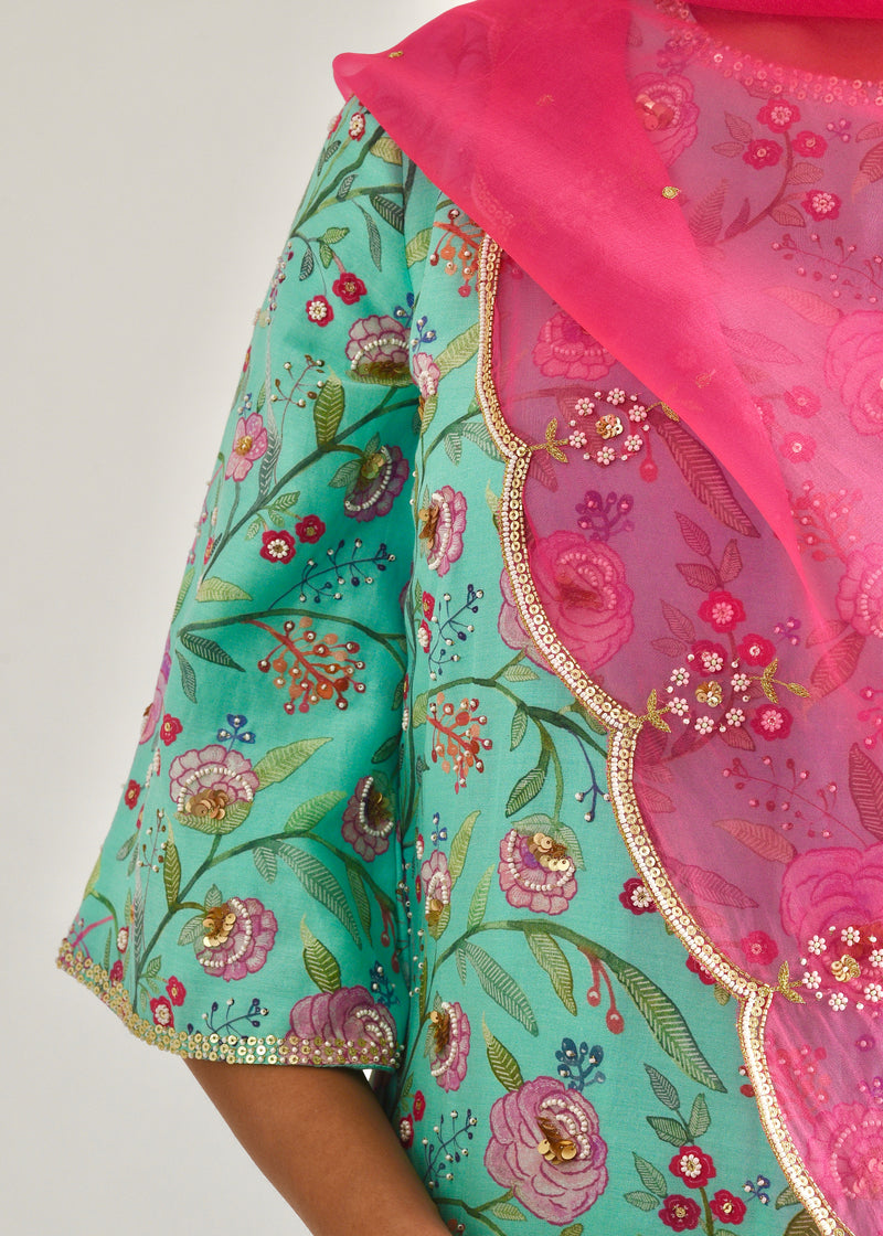 Gulaab Kurta Set - Mint Green