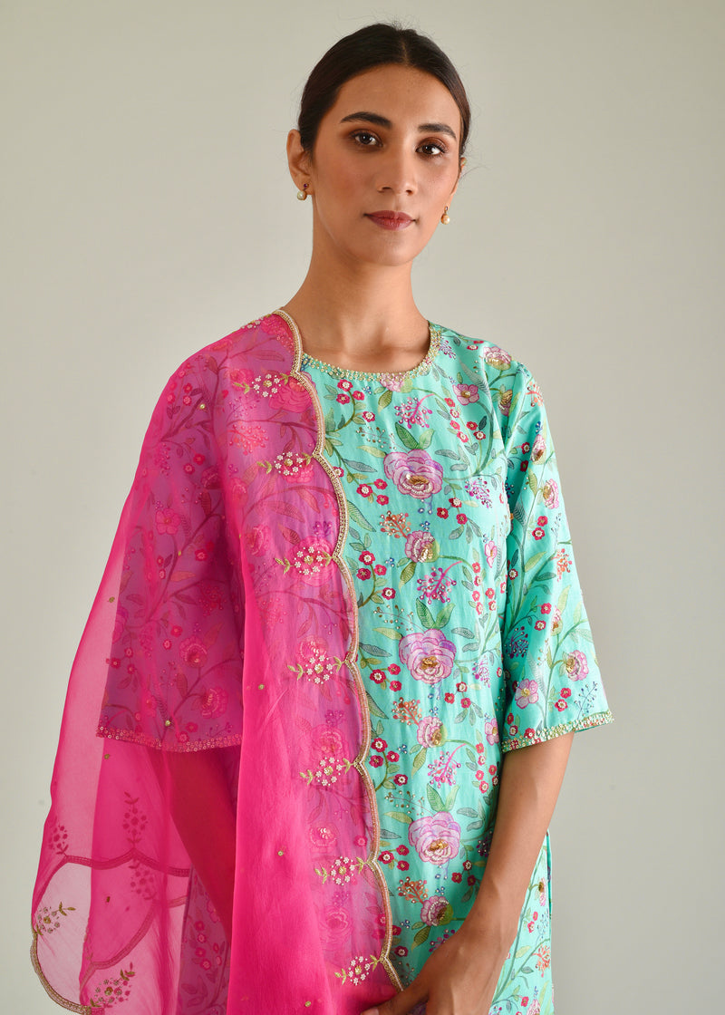 Gulaab Kurta Set - Mint Green