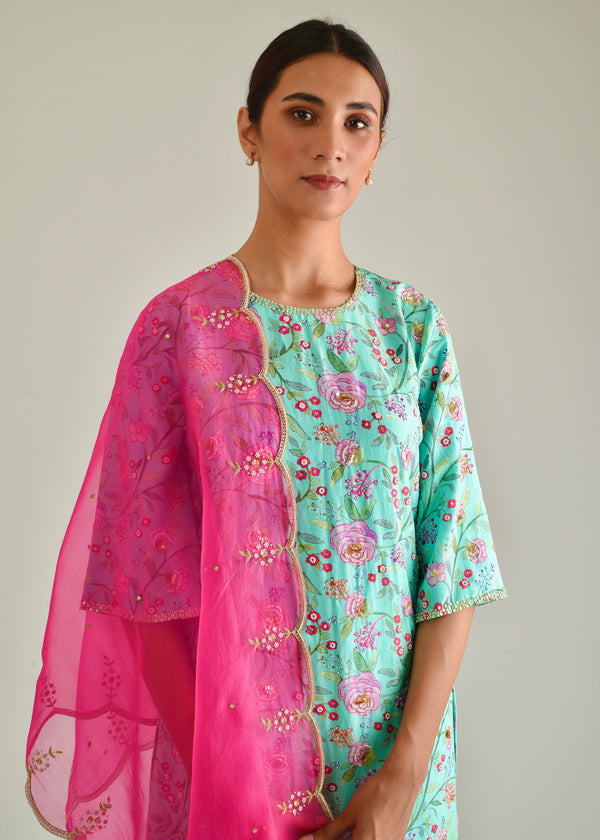 Rasna Bhasin in our Mint Green Gulaab Kurta Set