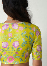 Protea Saree Blouse Set - Turquoise Blue
