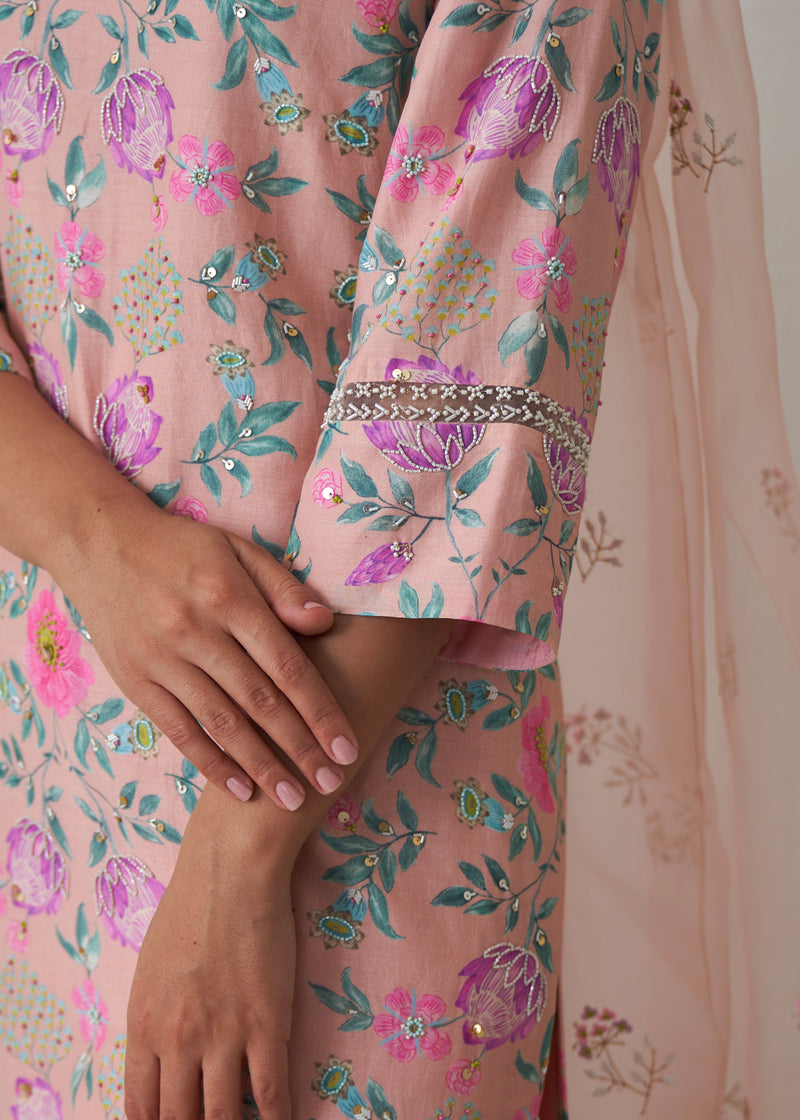 Sia Kurta Set - Peach
