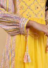 Kira Gathered Kurta Set - Chrome Yellow
